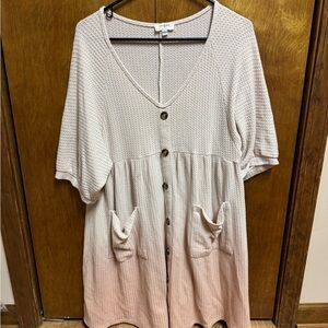 Umgee Pink Button-Down V-Neck Top